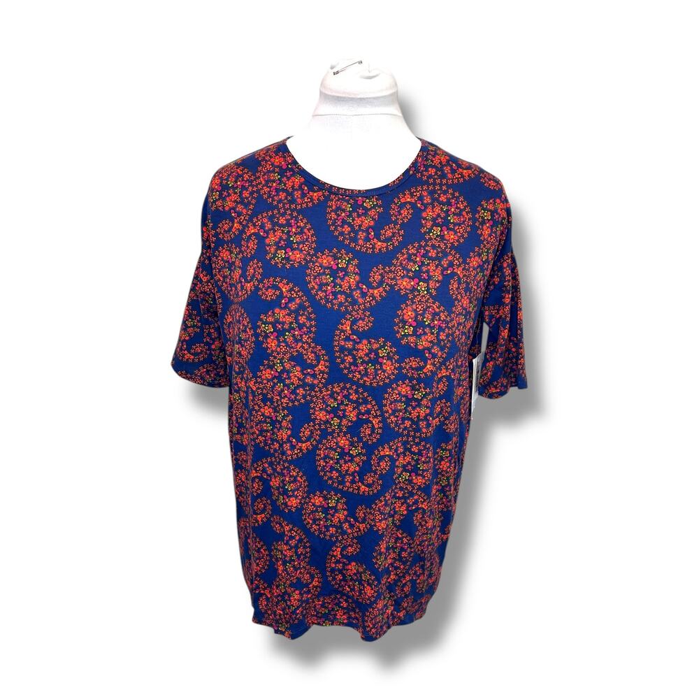 Lularoe Women’s High-Low Irma Tunic Paisley Oversized Navy Floral XXS